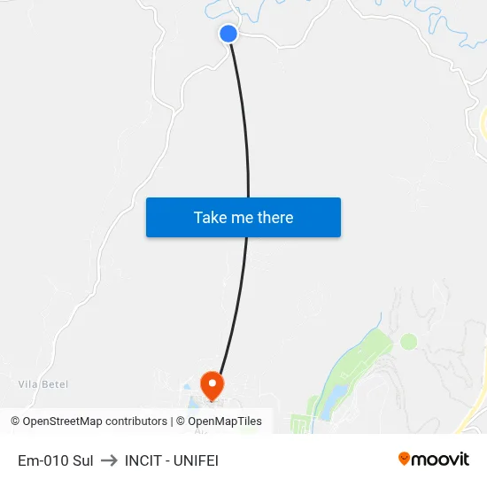 Em-010 Sul to INCIT - UNIFEI map
