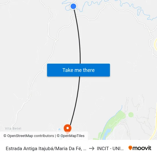 Estrada Antiga Itajubá/Maria Da Fé, Sul to INCIT - UNIFEI map