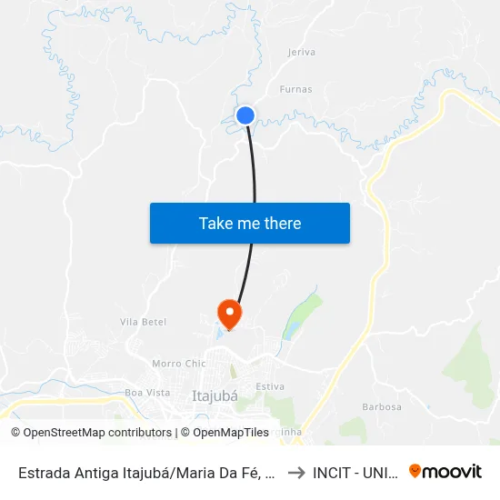 Estrada Antiga Itajubá/Maria Da Fé, Norte to INCIT - UNIFEI map