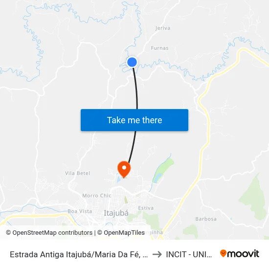 Estrada Antiga Itajubá/Maria Da Fé, Sul to INCIT - UNIFEI map