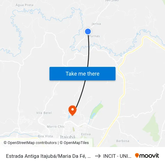 Estrada Antiga Itajubá/Maria Da Fé, Norte to INCIT - UNIFEI map