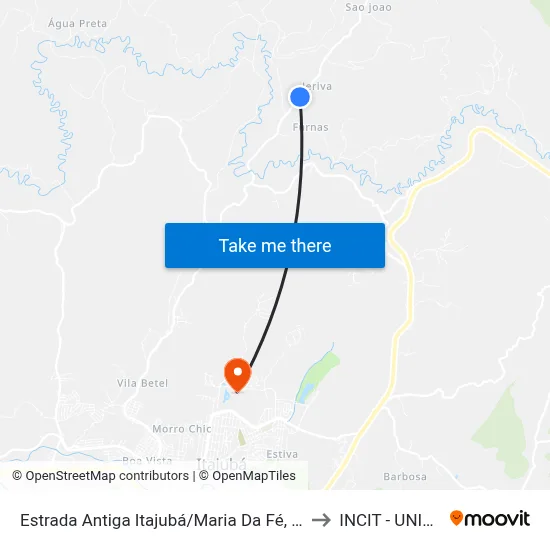 Estrada Antiga Itajubá/Maria Da Fé, Sul to INCIT - UNIFEI map