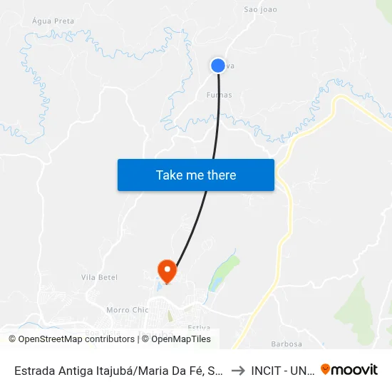 Estrada Antiga Itajubá/Maria Da Fé, Sul | Jerivá to INCIT - UNIFEI map