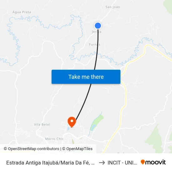 Estrada Antiga Itajubá/Maria Da Fé, Norte to INCIT - UNIFEI map