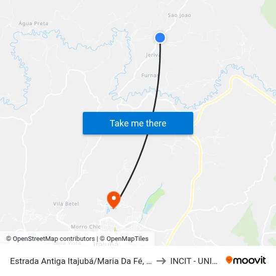 Estrada Antiga Itajubá/Maria Da Fé, Sul to INCIT - UNIFEI map