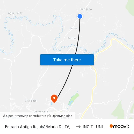 Estrada Antiga Itajubá/Maria Da Fé, Sul to INCIT - UNIFEI map