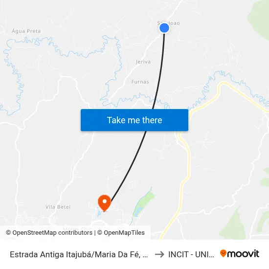 Estrada Antiga Itajubá/Maria Da Fé, Norte to INCIT - UNIFEI map