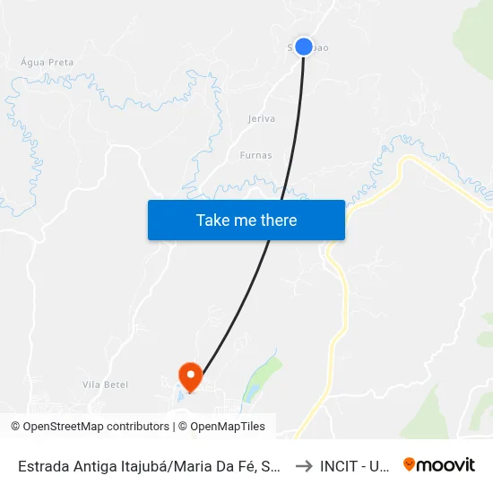 Estrada Antiga Itajubá/Maria Da Fé, Sul | São João to INCIT - UNIFEI map
