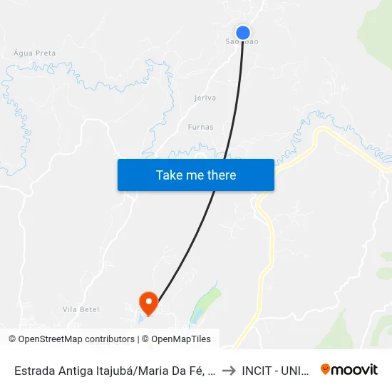 Estrada Antiga Itajubá/Maria Da Fé, Sul to INCIT - UNIFEI map