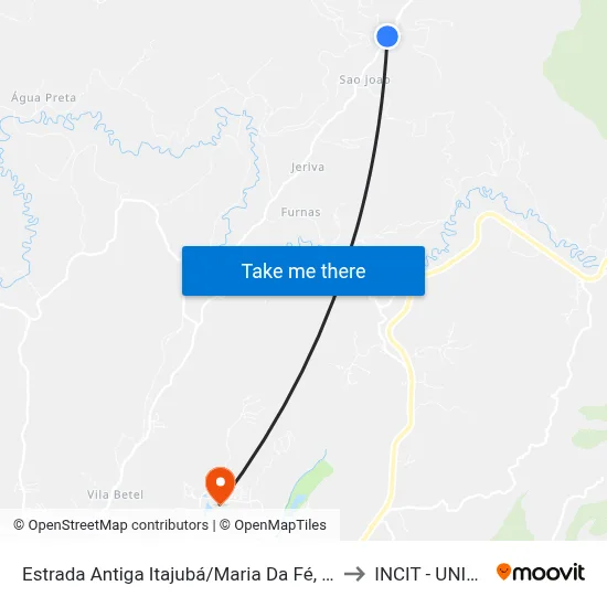 Estrada Antiga Itajubá/Maria Da Fé, Sul to INCIT - UNIFEI map