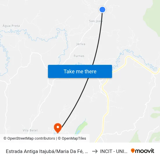 Estrada Antiga Itajubá/Maria Da Fé, Norte to INCIT - UNIFEI map