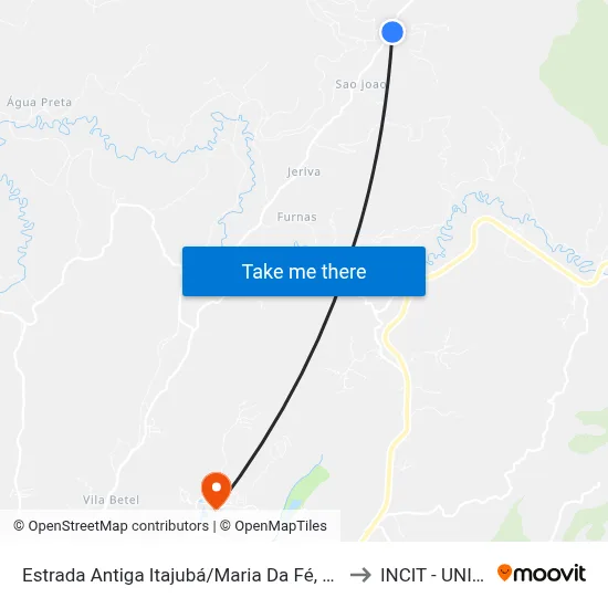 Estrada Antiga Itajubá/Maria Da Fé, Norte to INCIT - UNIFEI map