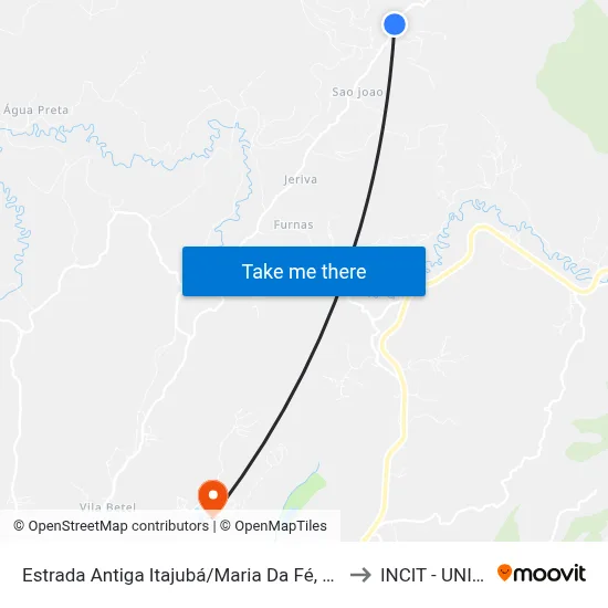 Estrada Antiga Itajubá/Maria Da Fé, Norte to INCIT - UNIFEI map