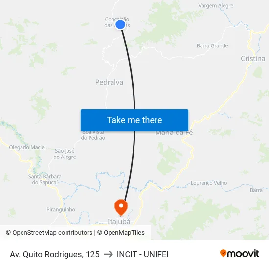 Av. Quito Rodrigues, 125 to INCIT - UNIFEI map
