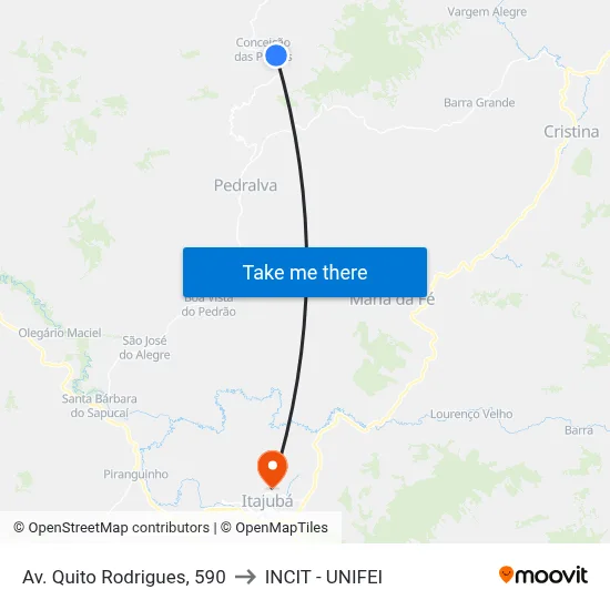 Av. Quito Rodrigues, 590 to INCIT - UNIFEI map