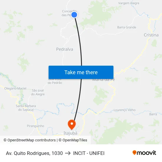 Av. Quito Rodrigues, 1030 to INCIT - UNIFEI map