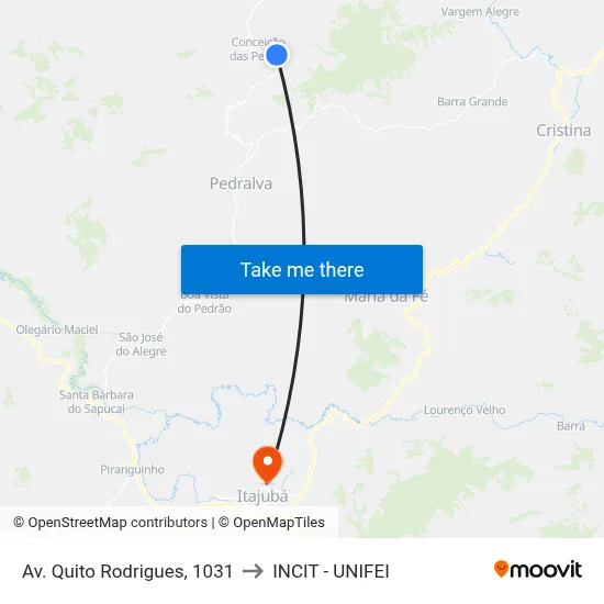 Av. Quito Rodrigues, 1031 to INCIT - UNIFEI map