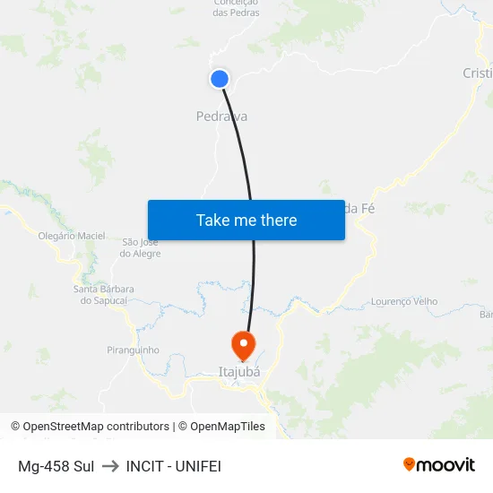 Mg-458 Sul to INCIT - UNIFEI map