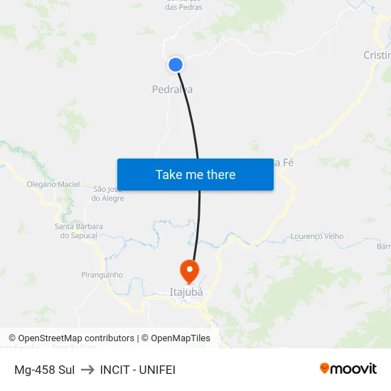 Mg-458 Sul to INCIT - UNIFEI map
