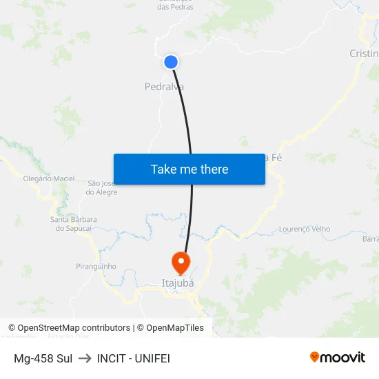 Mg-458 Sul to INCIT - UNIFEI map