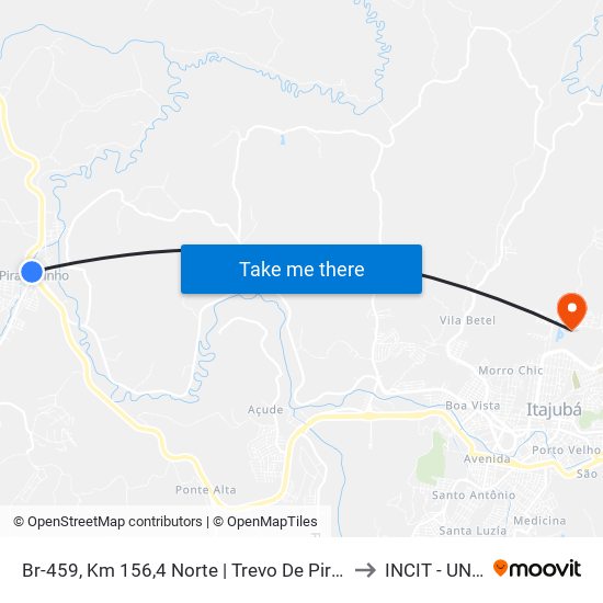 Br-459, Km 156,4 Norte | Trevo De Piranguinho to INCIT - UNIFEI map