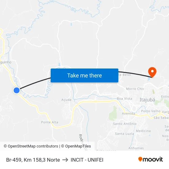 Br-459, Km 158,3 Norte to INCIT - UNIFEI map
