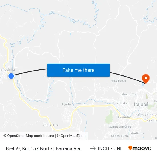 Br-459, Km 157 Norte | Barraca Vermelha to INCIT - UNIFEI map