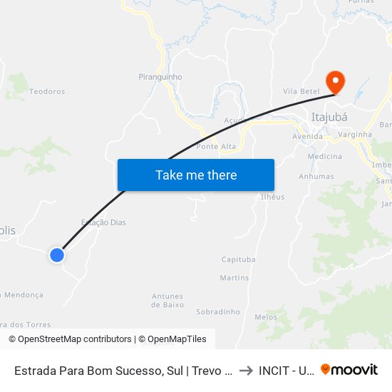 Estrada Para Bom Sucesso, Sul | Trevo De Bom Sucesso to INCIT - UNIFEI map