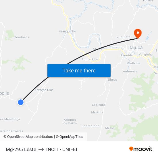 Mg-295 Leste to INCIT - UNIFEI map