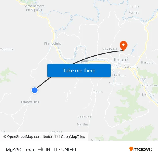 Mg-295 Leste to INCIT - UNIFEI map
