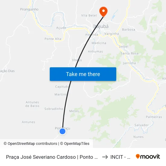 Praça José Severiano Cardoso | Ponto Final De Piranguçu to INCIT - UNIFEI map