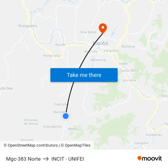 Mgc-383 Norte to INCIT - UNIFEI map