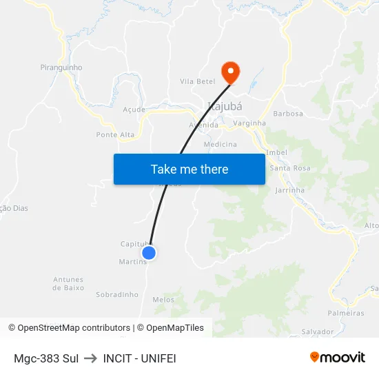 Mgc-383 Sul to INCIT - UNIFEI map