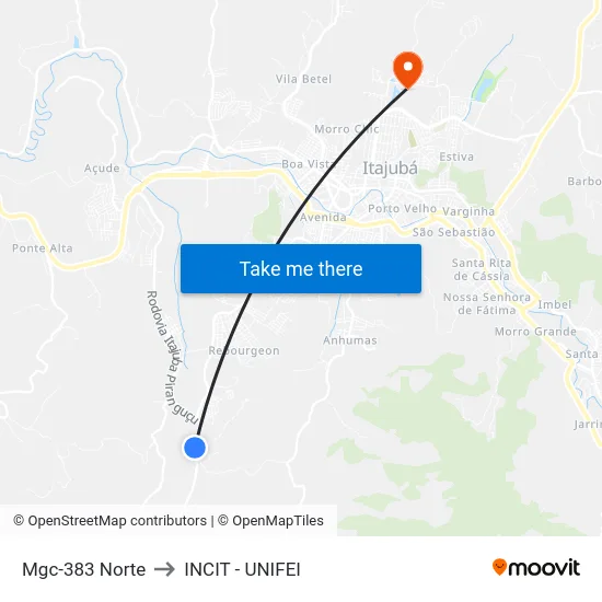 Mgc-383 Norte to INCIT - UNIFEI map