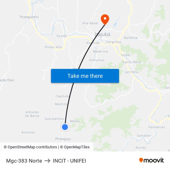 Mgc-383 Norte to INCIT - UNIFEI map