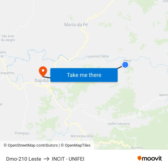 Dmo-210 Leste to INCIT - UNIFEI map