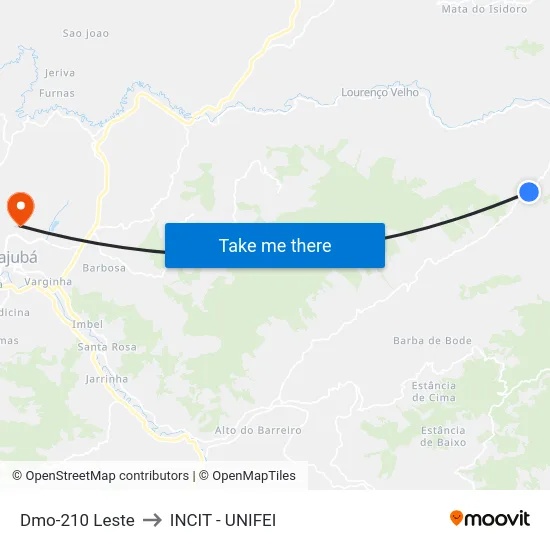 Dmo-210 Leste to INCIT - UNIFEI map