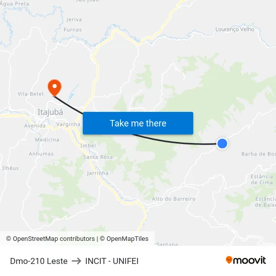 Dmo-210 Leste to INCIT - UNIFEI map