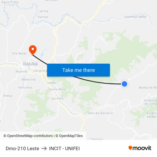 Dmo-210 Leste to INCIT - UNIFEI map