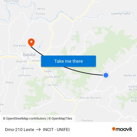 Dmo-210 Leste to INCIT - UNIFEI map