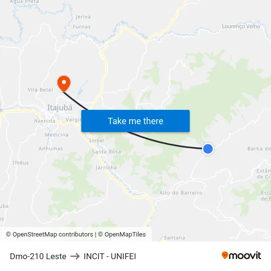 Dmo-210 Leste to INCIT - UNIFEI map
