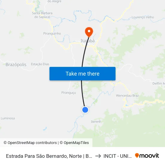 Estrada Para São Bernardo, Norte | Borges to INCIT - UNIFEI map