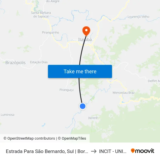 Estrada Para São Bernardo, Sul | Borges to INCIT - UNIFEI map