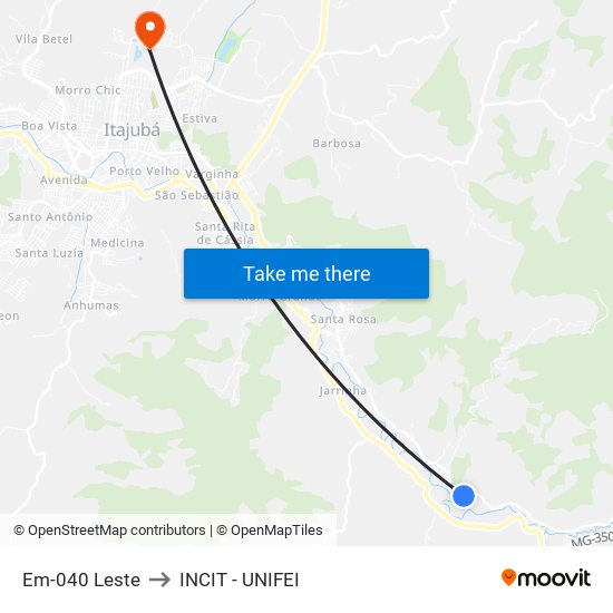 Em-040 Leste to INCIT - UNIFEI map