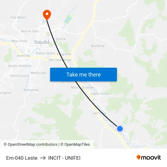 Em-040 Leste to INCIT - UNIFEI map