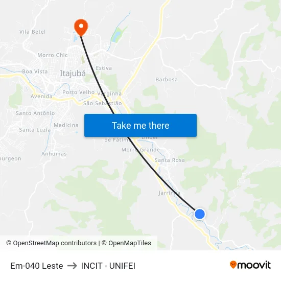 Em-040 Leste to INCIT - UNIFEI map