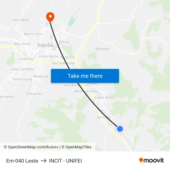 Em-040 Leste to INCIT - UNIFEI map