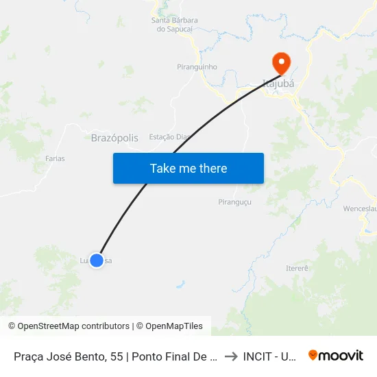 Praça José Bento, 55 | Ponto Final De Brazópolis to INCIT - UNIFEI map