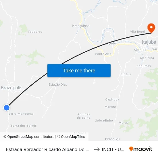 Estrada Vereador Ricardo Albano De Oliveira, Sul to INCIT - UNIFEI map
