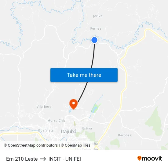 Em-210 Leste to INCIT - UNIFEI map